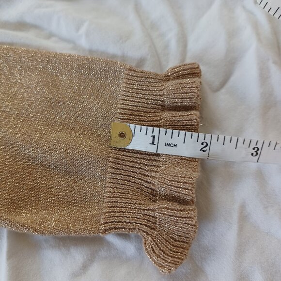 Chaps Classics Gold Metallic Pullover Sweater Ruffled V-Neck, Womens Size Medium - Picture 12 of 15